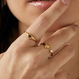 Fearless Garnet Heart Signet Ring
