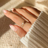 Beaded Moissanite Solid Gold Ring – A Timeless Stackable Essential