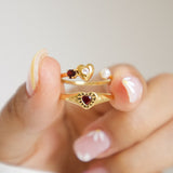 Fearless Garnet Heart Signet Ring