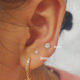 14K Solid Gold Tiny Pearl Stud (1PCS)